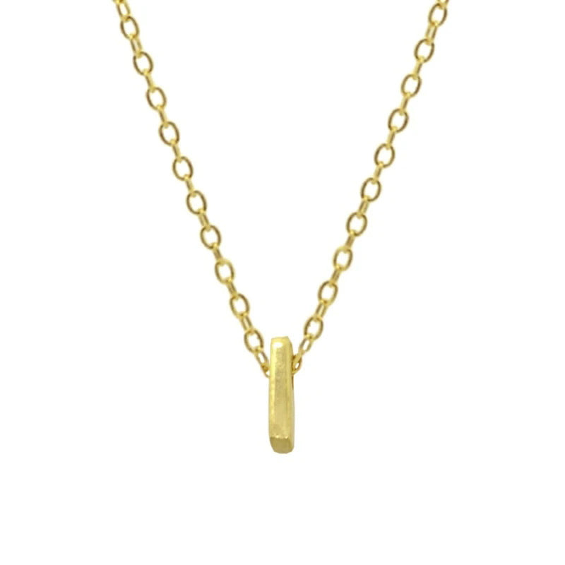 Sterling Silver 26 Letter Pendant Necklace Polished Collarbone Chain