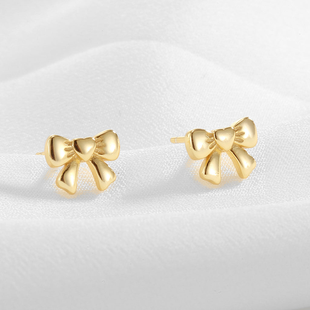 SE0318 S925Dongdaemun Retro Bowknot Stud Earrings Fashion Earrings