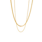 Classic Simple Necklace Jewelry18K Gold-Plated Blade Chain Flat Snake Chain Braided Chain Double-Layer Necklace Jewelry for Women