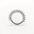 Floral Water-Drop Zircon 925 Sterling Silver Open Ring — top view — jewelry finish and design detail