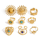 Stainless Steel Turquoise Open Ring Rings