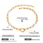 18k Stainless Steel Pearl Necklace Collarbone Chain Bracelet Jewelry