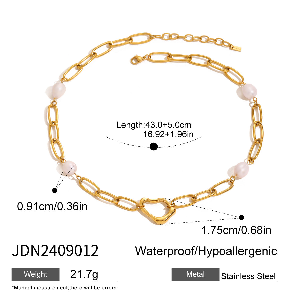 18k Stainless Steel Pearl Necklace Collarbone Chain Bracelet Jewelry