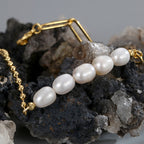 B0123 Simple Fashion Asymmetric Bracelet for Women Design Paperclip Chain Shell Beads