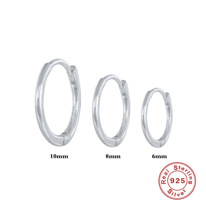 S925Pure Silver Minimalist Smooth Hoop Earrings and Ear Clips Set Hot Selling Trendy Cool Earrings