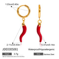 Gold-Tone Stainless Steel Drop Earrings with Enamel Detail — Modern Classic with gold-tone stainless steel construction