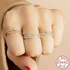 S925Sterling Silver Single Row Diamond Women's Wedding Ring Gift Premium Ring