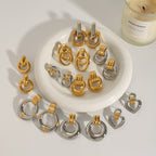 2H Color Block Stainless Steel Circle Earrings Stud Earrings earrings