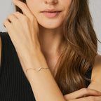 B0007 Small S Curved Bracelet Diamond-encrusted wavy twisted wire Gold-Plated Copper Jewelry