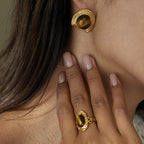 Tiger Eye Stone Earrings Ring Non-Fading Jewelry for Women