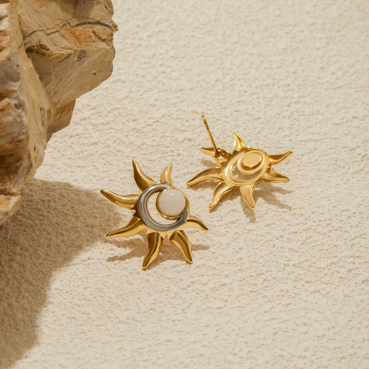 2H Original Color Block Earrings Stainless Steel Sun Jewelry