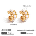 Pearl Stainless Steel Stud Earrings in Gold-Plated — Signature Shape — close-up detail — jewelry finish and design detail