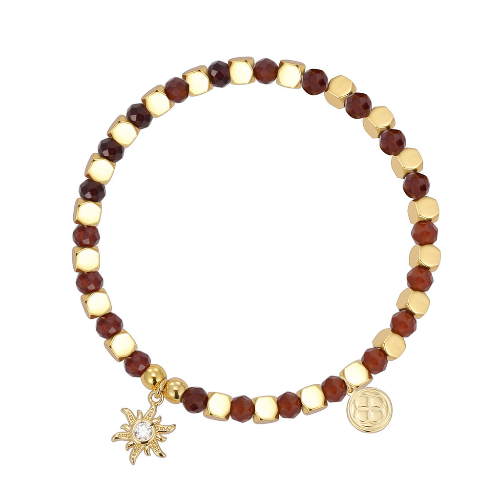 CYB0241 Maillard Copper Plating14k Gold Sunflower Zircon Beaded Bracelet