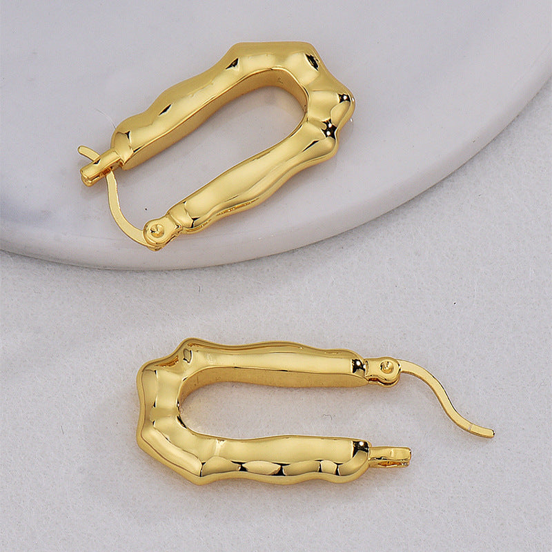 E0634 Fashion Design Irregular Unisex Earrings Vintage Minimalist Style Ear Clips