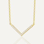 S925 Sterling Silver V Zircon Letter Necklace