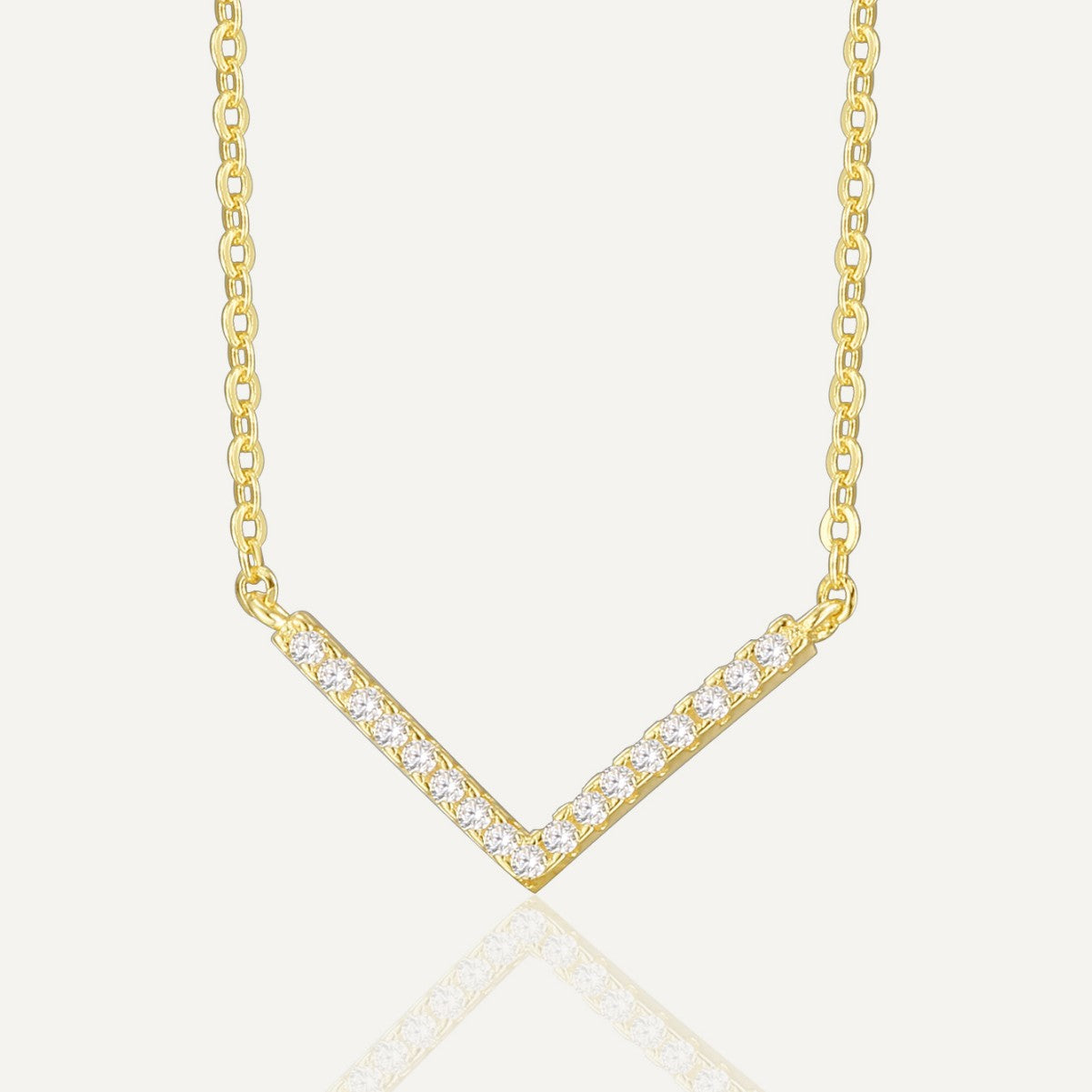 S925 Sterling Silver V Zircon Letter Necklace