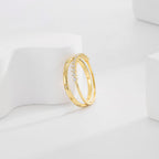 SR0051 S925Silver Minimalist Girl Retro Artistic Slim Couple Rings Inlaid with Zirconia