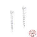 Pentagram Zircon Tassel 925 Sterling Silver Threader Earrings — fastening detail — alternate angle 2 — jewelry finish and design detail