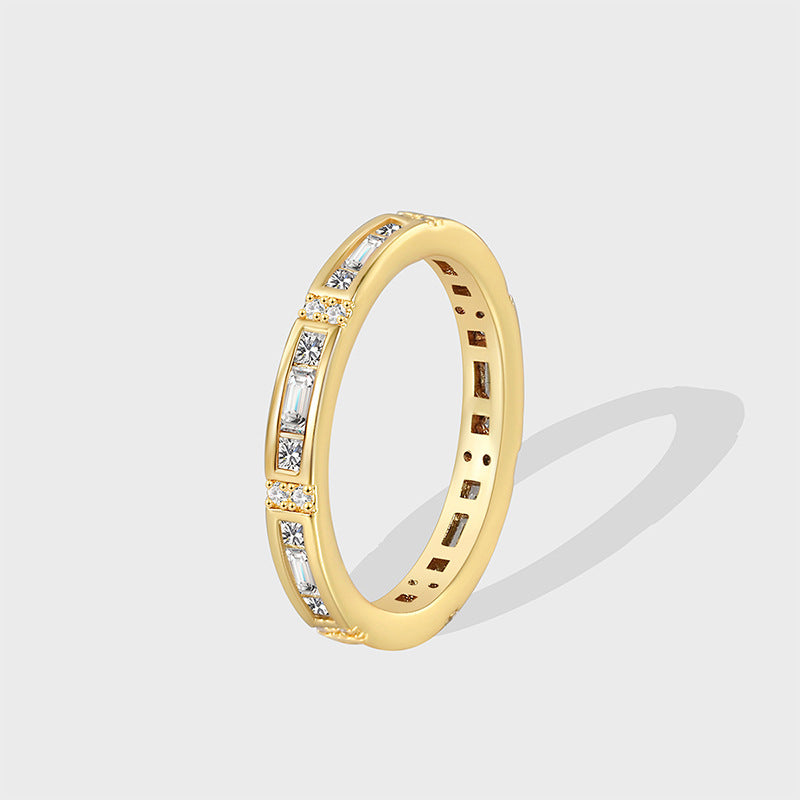 R0242 New Style Ring for Women, Copper Plated with Real Gold, Inlaid with Zircon, Fashionable and Unique Jewelry Accessory