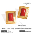 Stainless Steel Agate Stud Earrings for Women, Non-Fading Earrings Jewelry