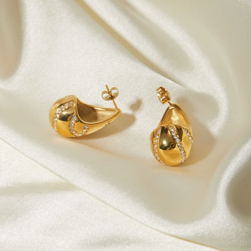 18K Gold-Tone Cubic Zirconia Stainless Steel Earrings in a gold-tone stainless steel finish