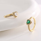 R0569 Fashion Heart-Shaped Pink Zircon Ring for Women Elegant Cute Style Ring