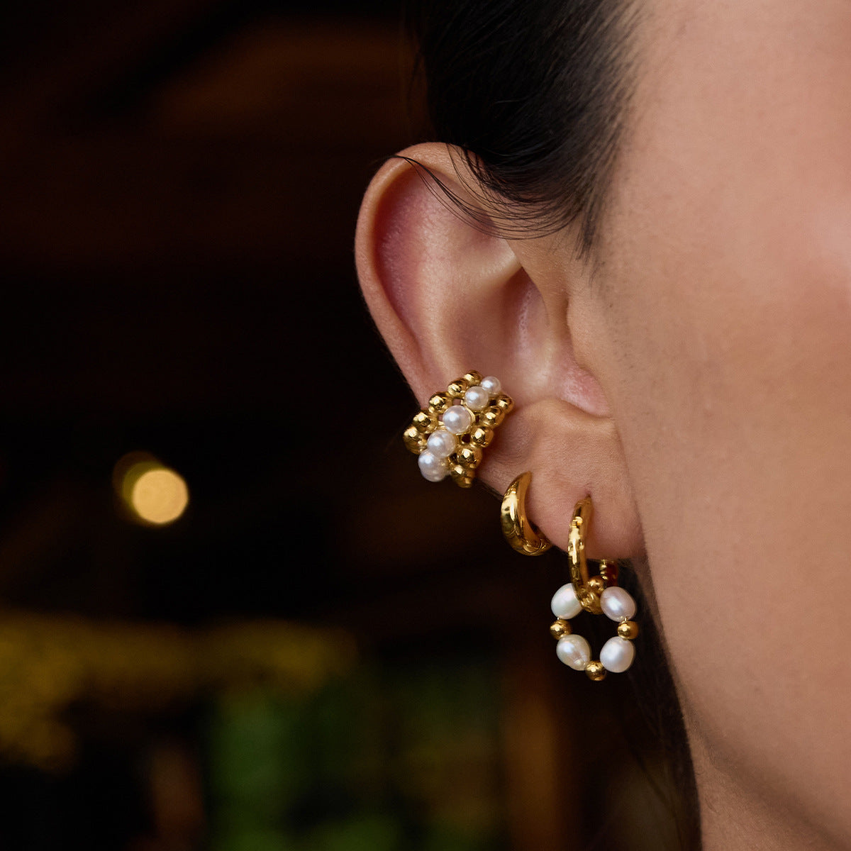 Stainless Steel Pearl Earrings Studs Non-Fading Jewelry Ear Accessories