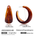 2H Resin Bracelet Stainless Steel Amber Acrylic Earrings Studs Jewelry