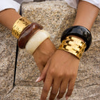 Melard Wide Resin Bracelet gold Stainless Steel Jewelry for Women