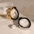 2H Stainless Steel Pearl Pendant Hair Tie Export Sweet Cool Metal Hair Rope Versatile Hair Accessory