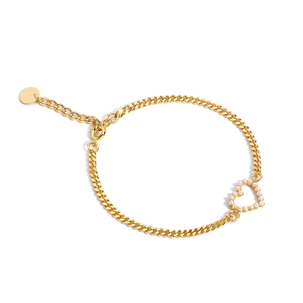 Summer Beach Heart Chain Simple Style Pearl Bracelet for Women In Stock