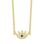 S925 Silver Blue Eye Necklace Minimalist Diamond Collarbone Chain
