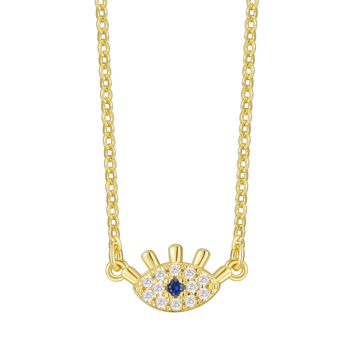 S925 Silver Blue Eye Necklace Minimalist Diamond Collarbone Chain