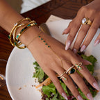 Original Green Zirconia Ring Non-Fading Jewelry Stainless Steel Bracelet Accessories