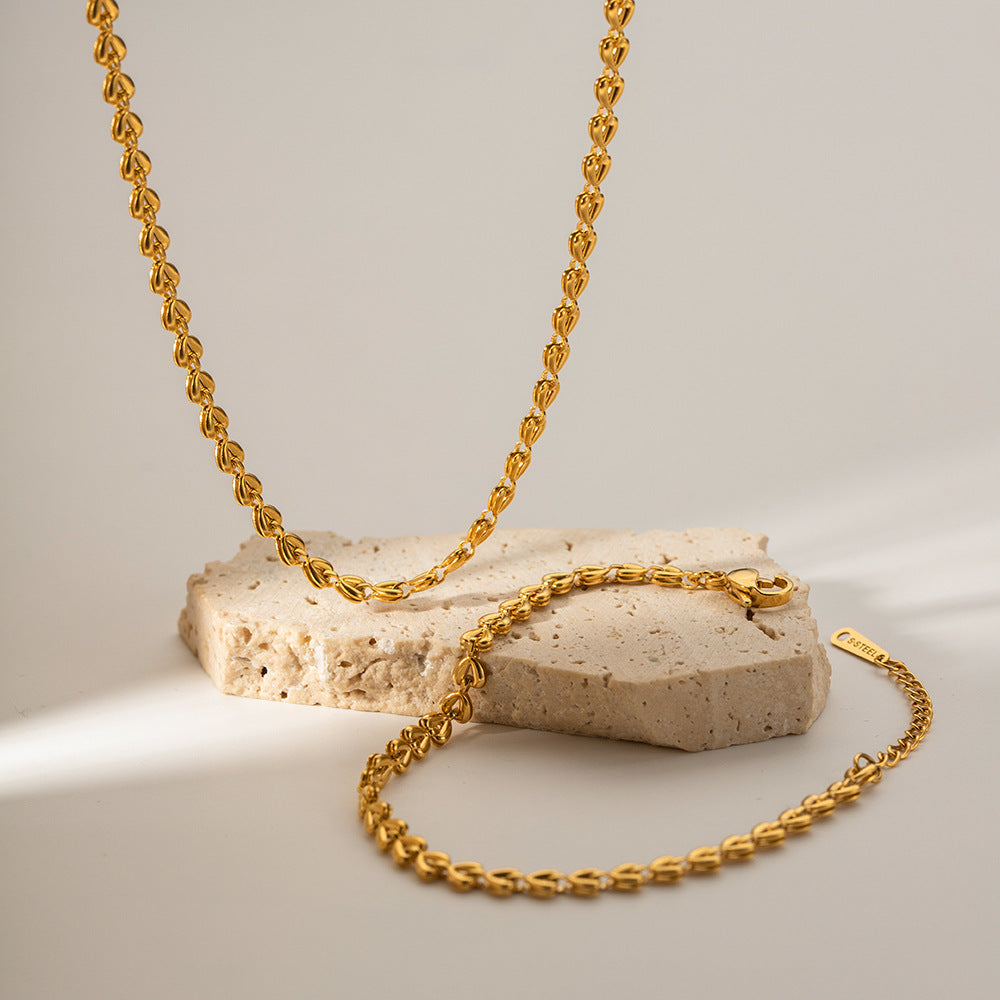 18K Gold-plated Stainless Steel Hollow Heart Braided Bracelet Non-fading Bracelet Jewelry