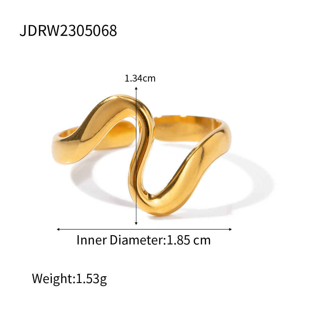 2H Non-fading Ring Female Design Gold-plated Stainless Steel Accessories