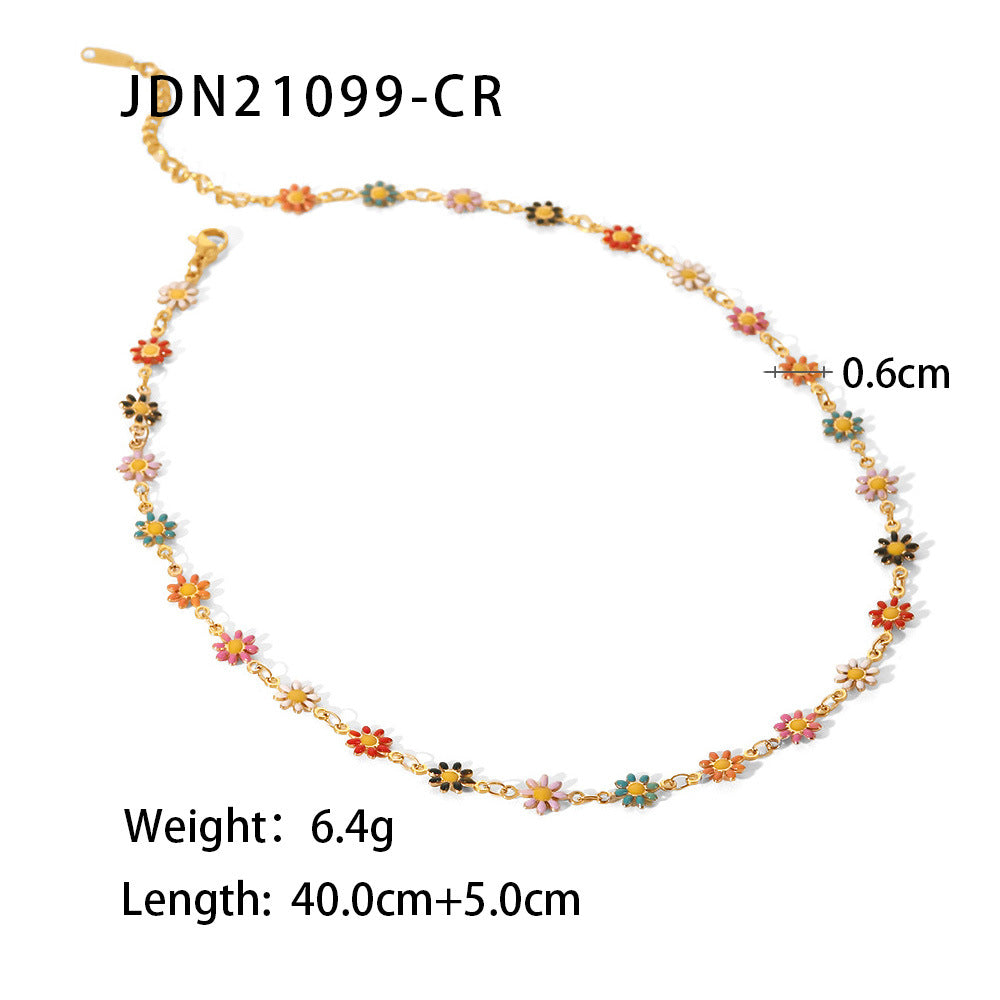 2025New Jewelry Necklace Bracelet18K Gold White/Colorful Daisy Chain Necklace Bracelet