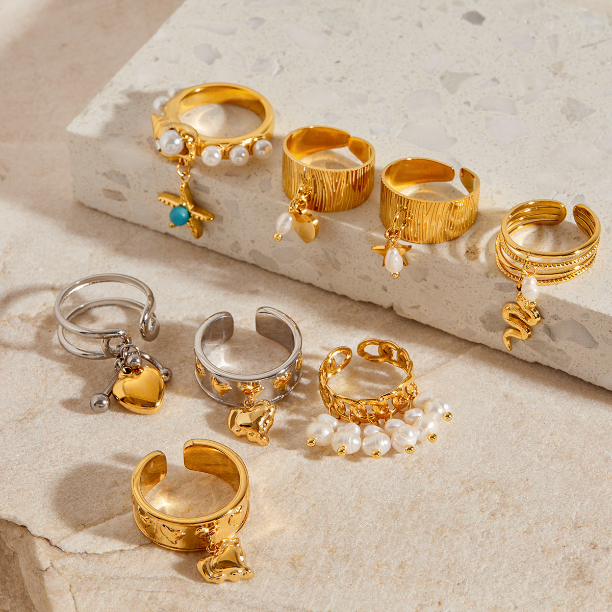 2H Stainless Steel Pendant Ring Non-Fading Jewelry Stainless Steel Accessories ring