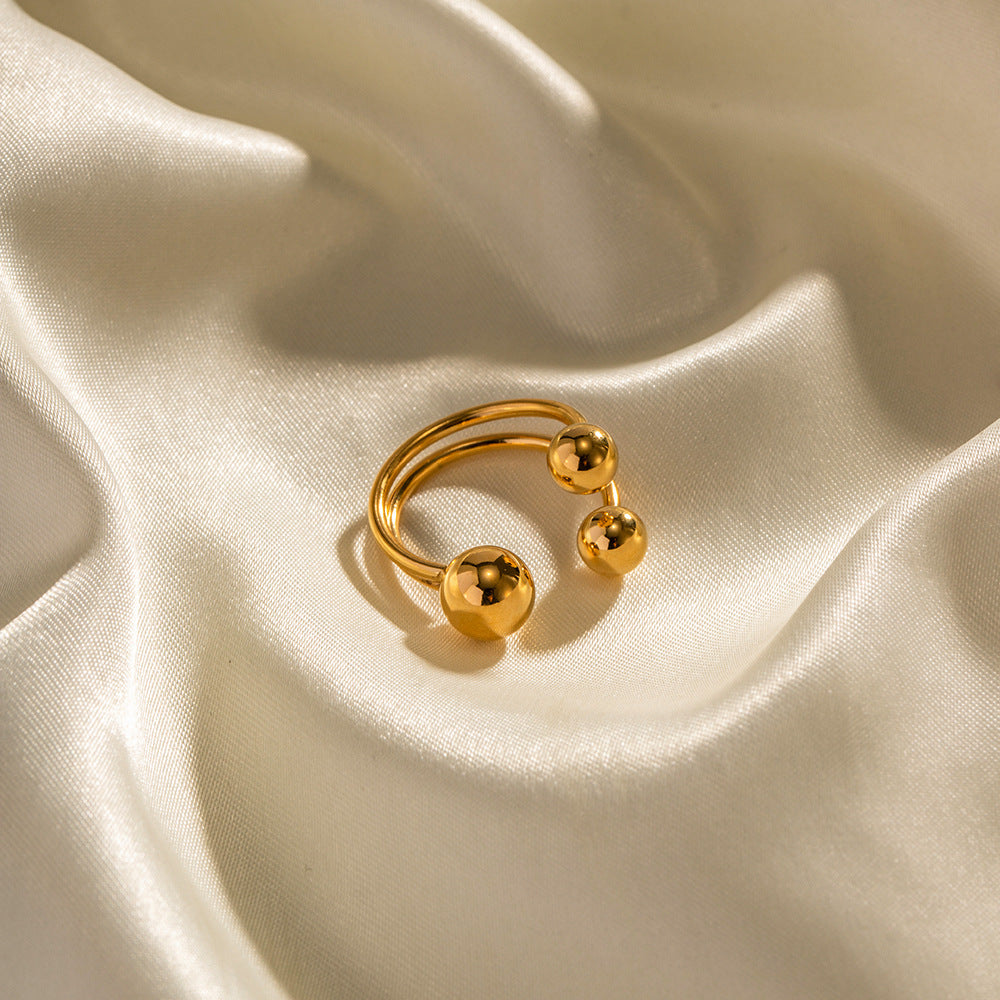 2H Ring18K Golden Three Balls gold Open Ring