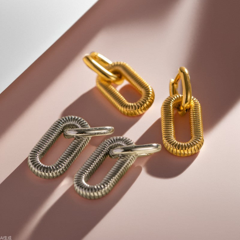 New Exaggerated Style18K Gold-plated Stainless Steel Chain Earrings Jewelry Trendy Fashion Ear Accessories