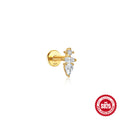 925 Sterling Silver Flat Threaded Piercing Stud Earrings Hot Sale Round Ball Inlaid 739686 — collection product image 06