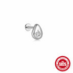 S925Sterling Silver Flat Push Piercing Zircon Earrings Fan-shaped Tassel Ear Jewelry Ear Cuff