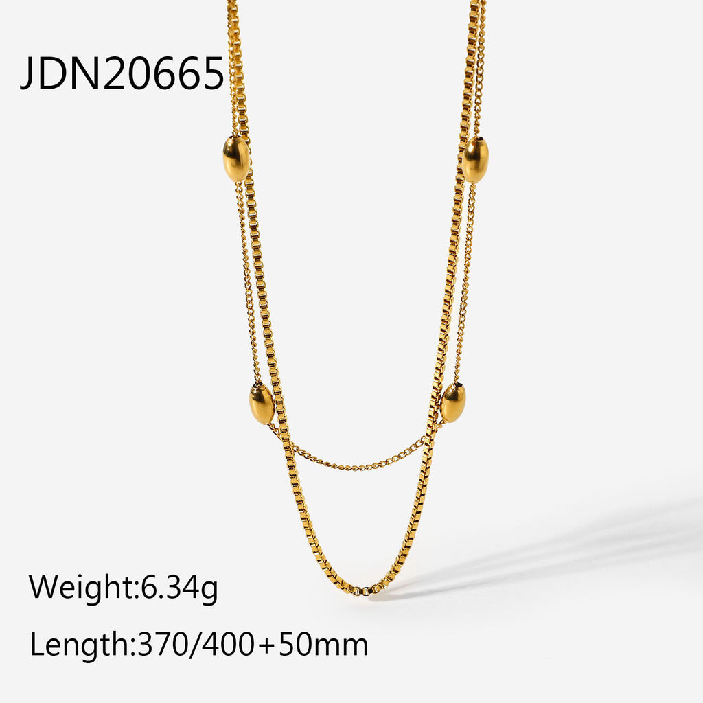 Trendy Retro Simple Personality Gold-Plated Minimalist Multi-Layer Necklace for Women Collarbone Chain