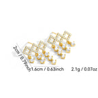 E0092 Earrings Silver Needle Geometric Rhombus Inlaid Zircon Tassel Earrings Fashion Earrings for Women