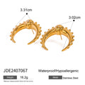 Cubic Zirconia Stainless Steel Stud Earrings in Gold-Plated — Defined Silhouette — jewelry construction