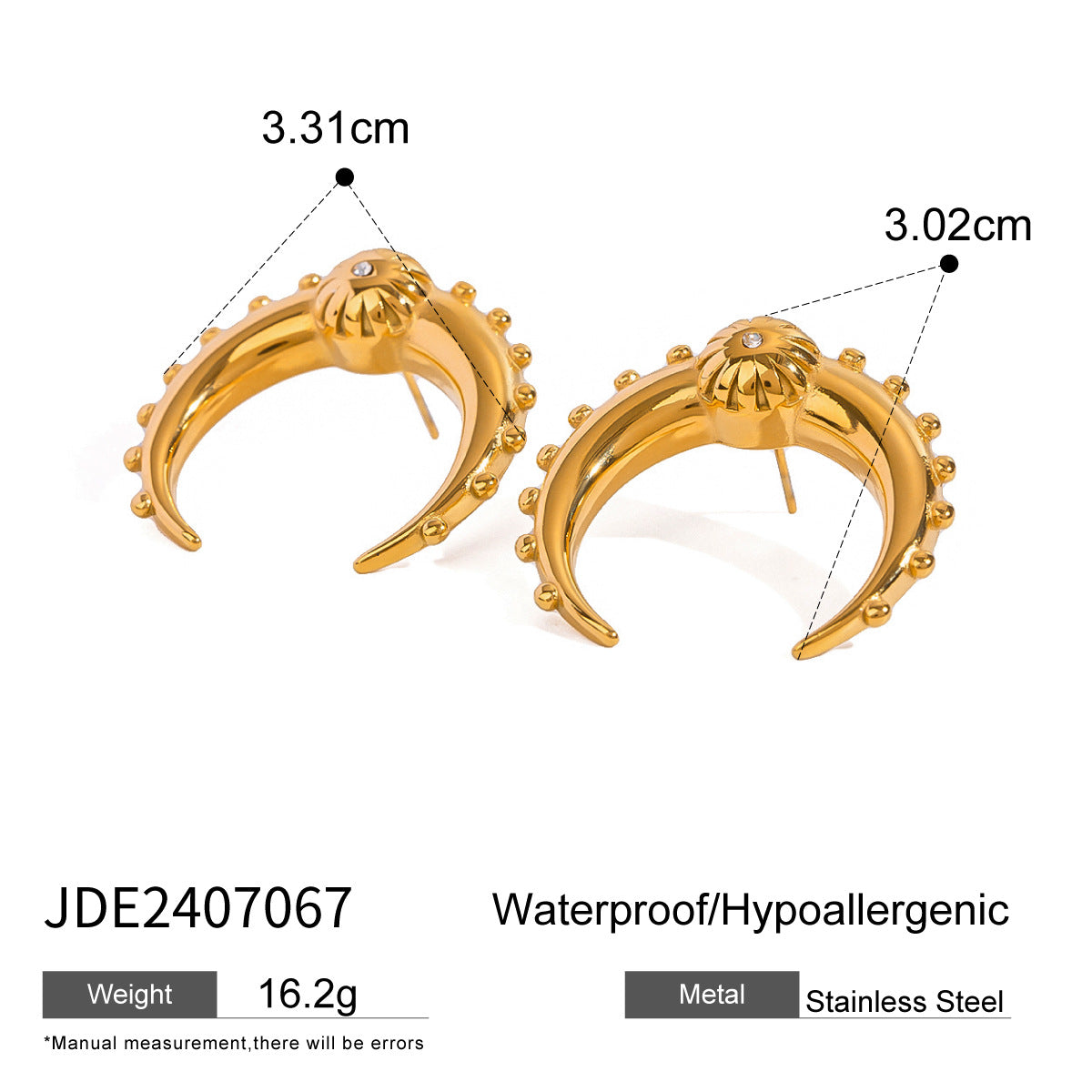 Stainless Steel Double c Earrings Zircon Stud Earrings Jewelry earrings