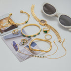 Original Green Zirconia Ring Non-Fading Jewelry Stainless Steel Bracelet Accessories