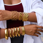 Stainless Steel Hammered Hollow Bracelet Smooth Round Ring Jewelry Non-Fading