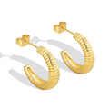 18K Gold-Plated Twisted Croissant C-Hoop Earrings — surface finish detail