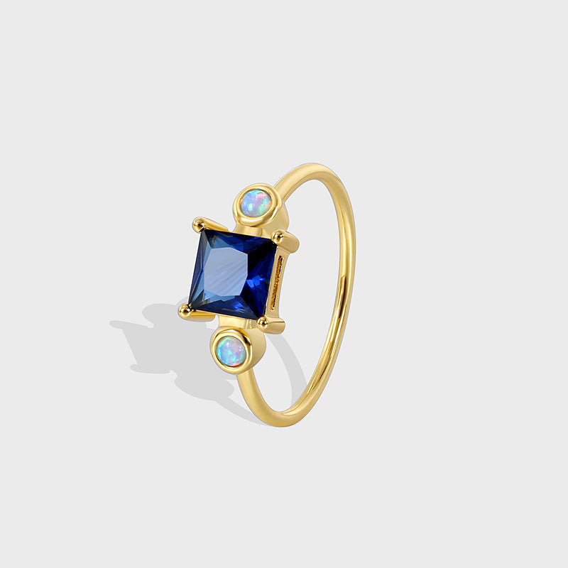 R0237 Korean Fresh Design Sweet Cool Opal Ring for Women Fashion Versatile with Blue Zircon